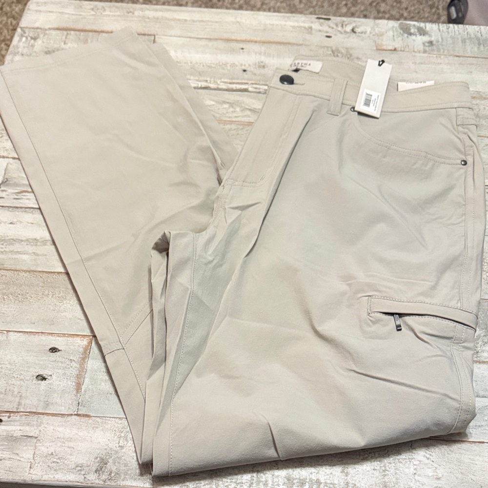 Martha Stewart Light Taupe Straight-Leg Utility Pants